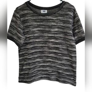 Old Navy Black and White Terry Knit Short Sleeve Tee